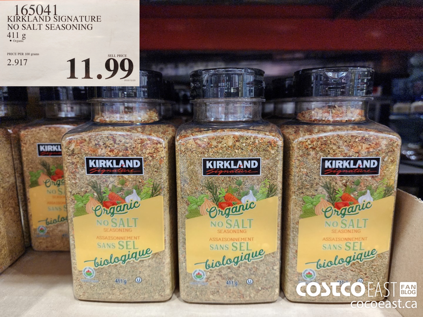 165041 KIRKLAND SIGNATURE ORGANIC NO SALT SEASONING 411 G $11.99