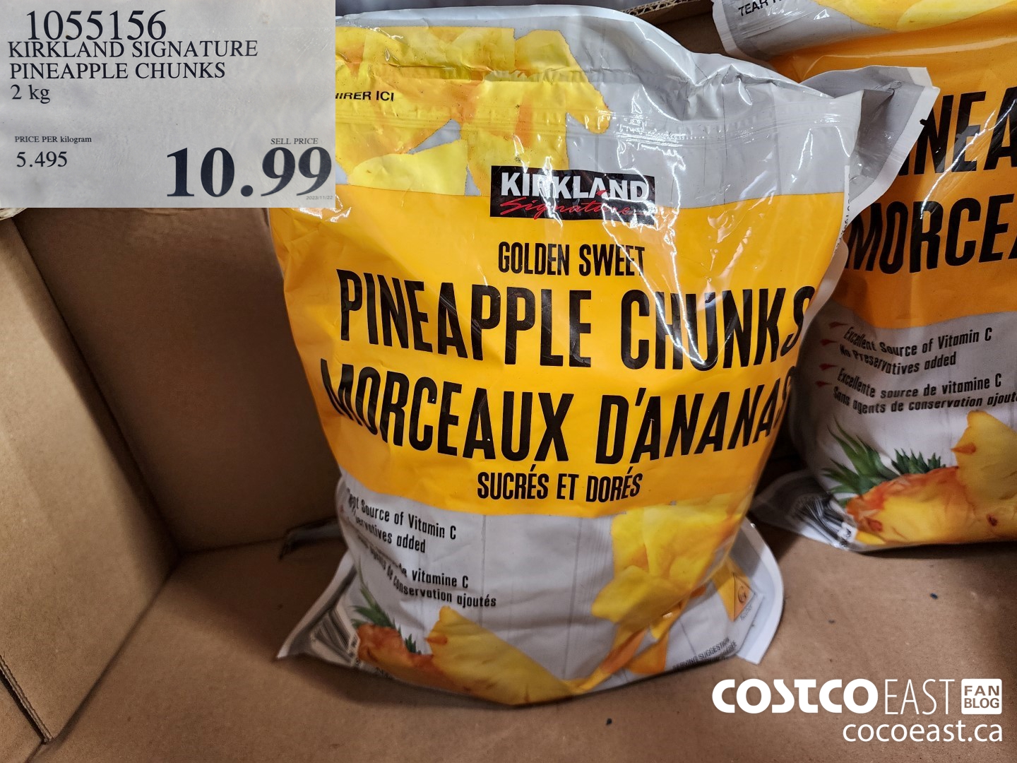 1055156 KIRKLAND SIGNATURE PINEAPPLE CHUNKS 2 KG $10.99