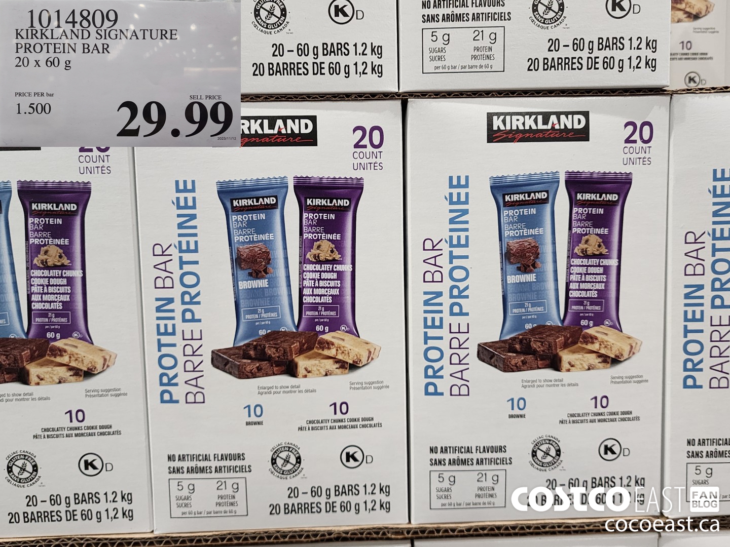 1014809 KIRKLAND SIGNATURE PROTEIN BAR 20 x 60 g $29.99