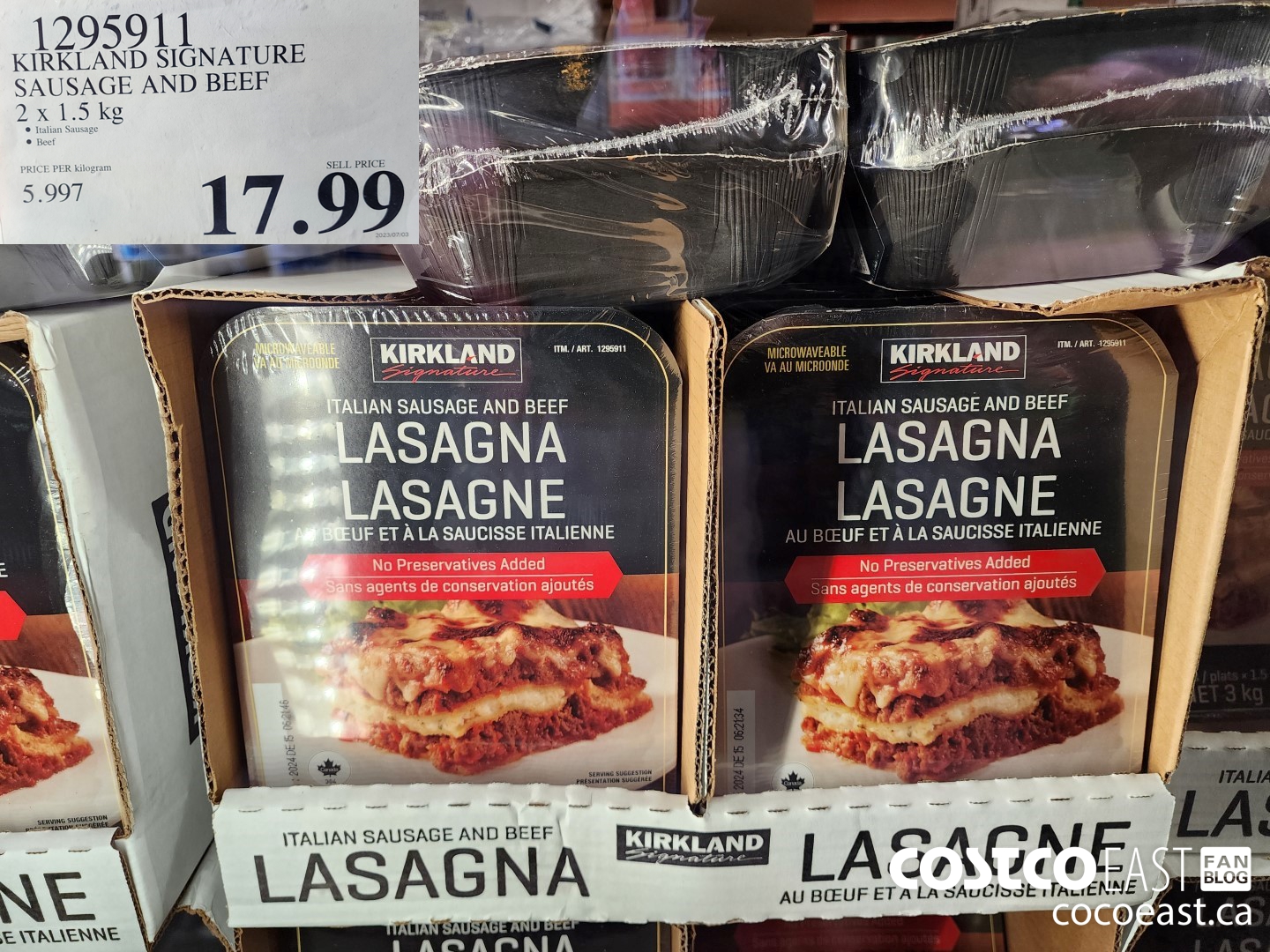 1295911 KIRKLAND SIGNATURE SAUSAGE AND BEEF 2 X 1.5KG $17.99