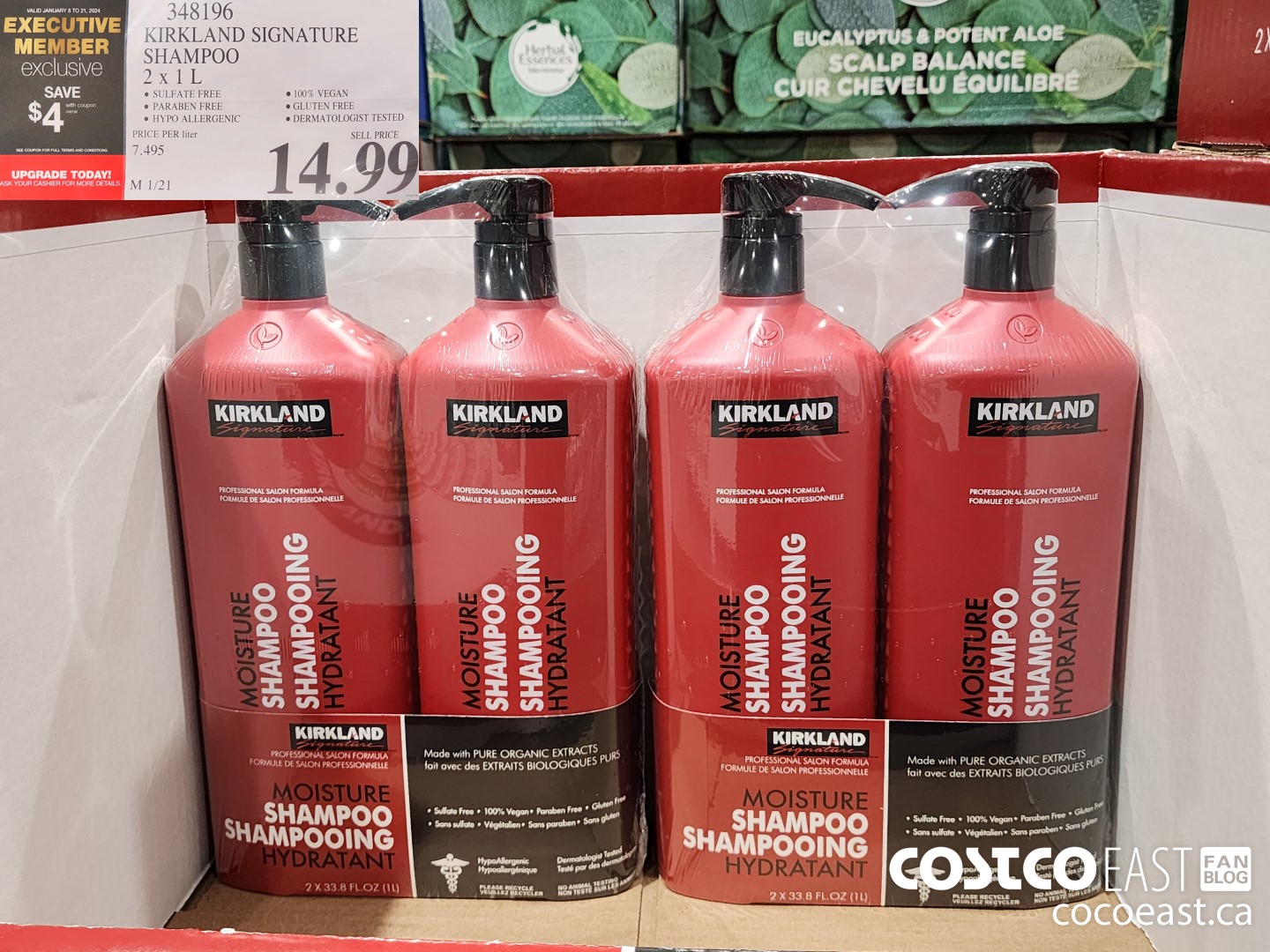 348196 KIRKLAND SIGNATURE SHAMPOO 2 X 1L ($4.00 INSTANT SAVINGS EXPIRES ON 2024-01-21) $10.99