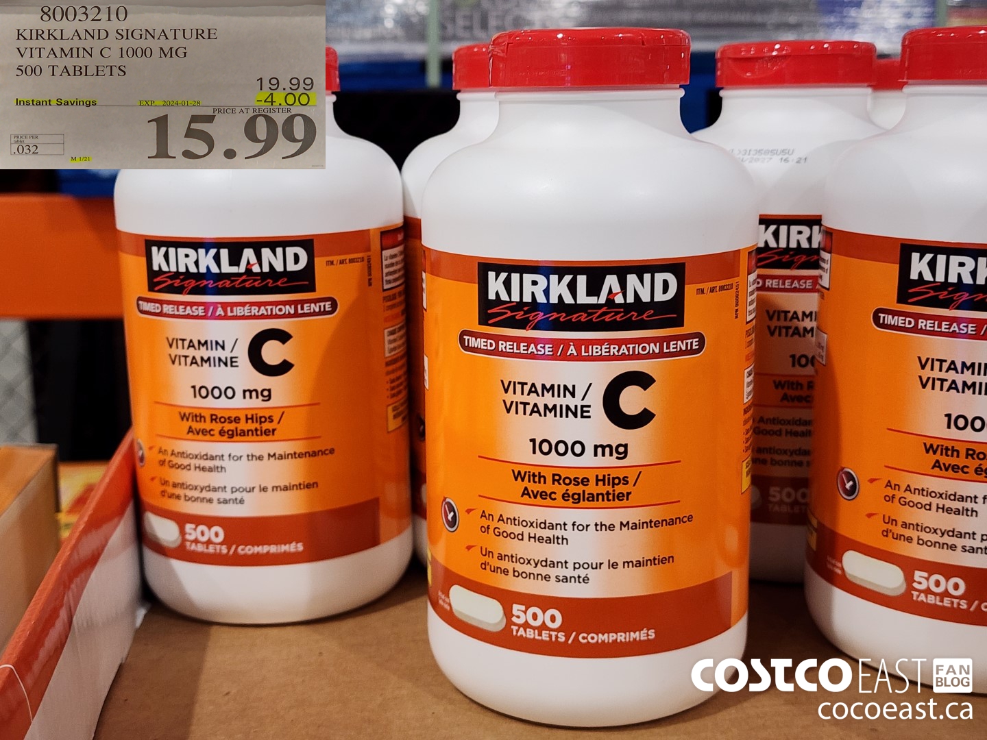 8003210 KIRKLAND SIGNATURE VITAMIN C 1000 MG 500 TABLETS ($4.00 INSTANT SAVINGS EXPIRES ON 2024-01-28) $15.99
