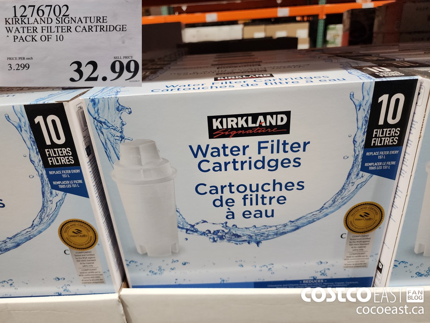 1276702 KIRKLAND SIGNATURE WATER FILTER CARTRIDGE PACK OF 10 $32.99