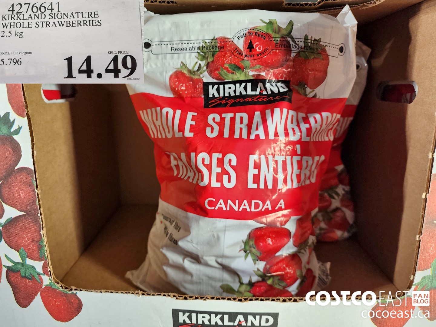4276641 KIRKLAND SIGNATURE WHOLE STRAWBERRIES 2.5 kg $14.49