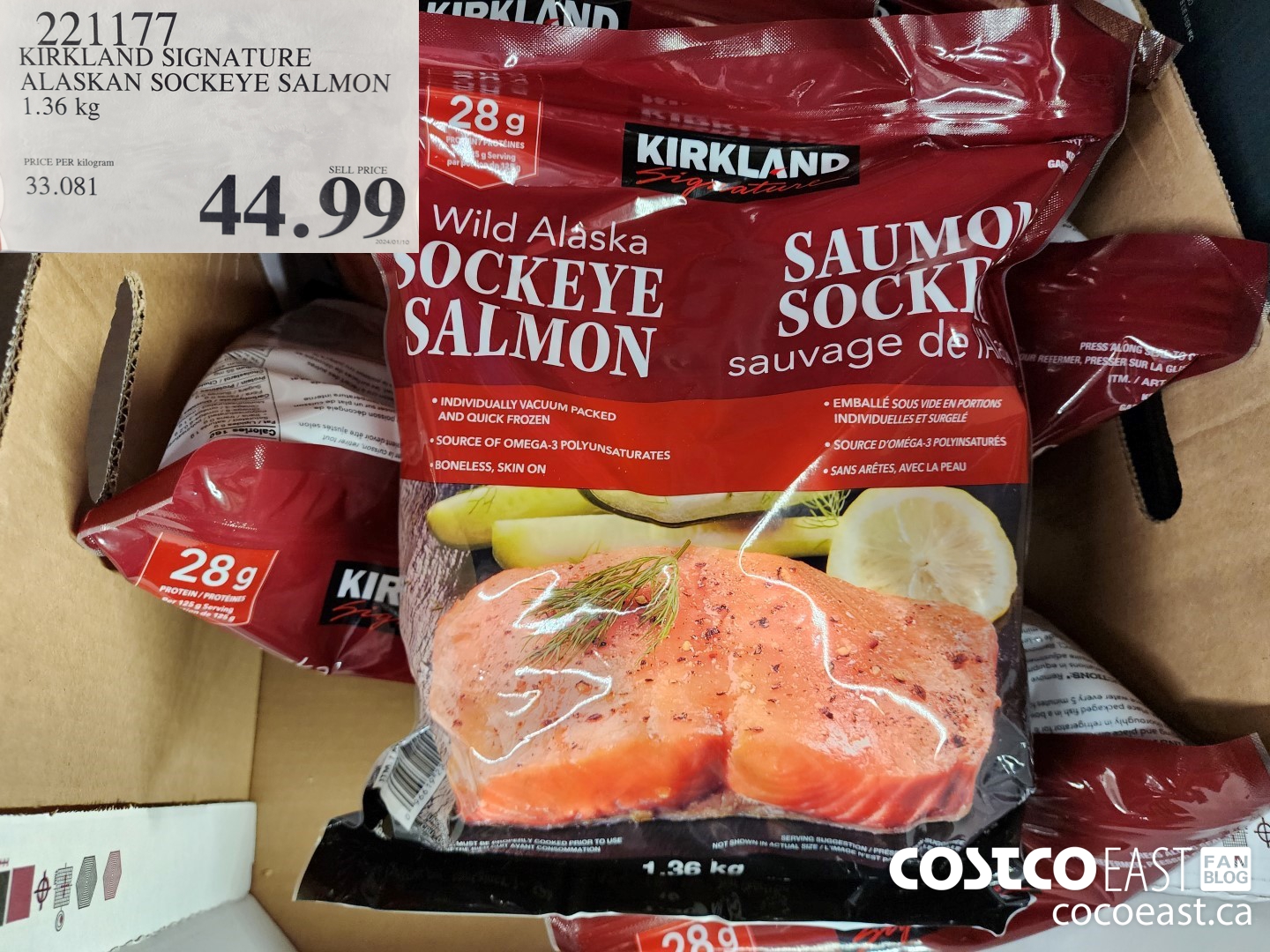 221177 KIRKLAND SIGNATURE WILD SOCKEYE SALMON 1.36 kg $44.99