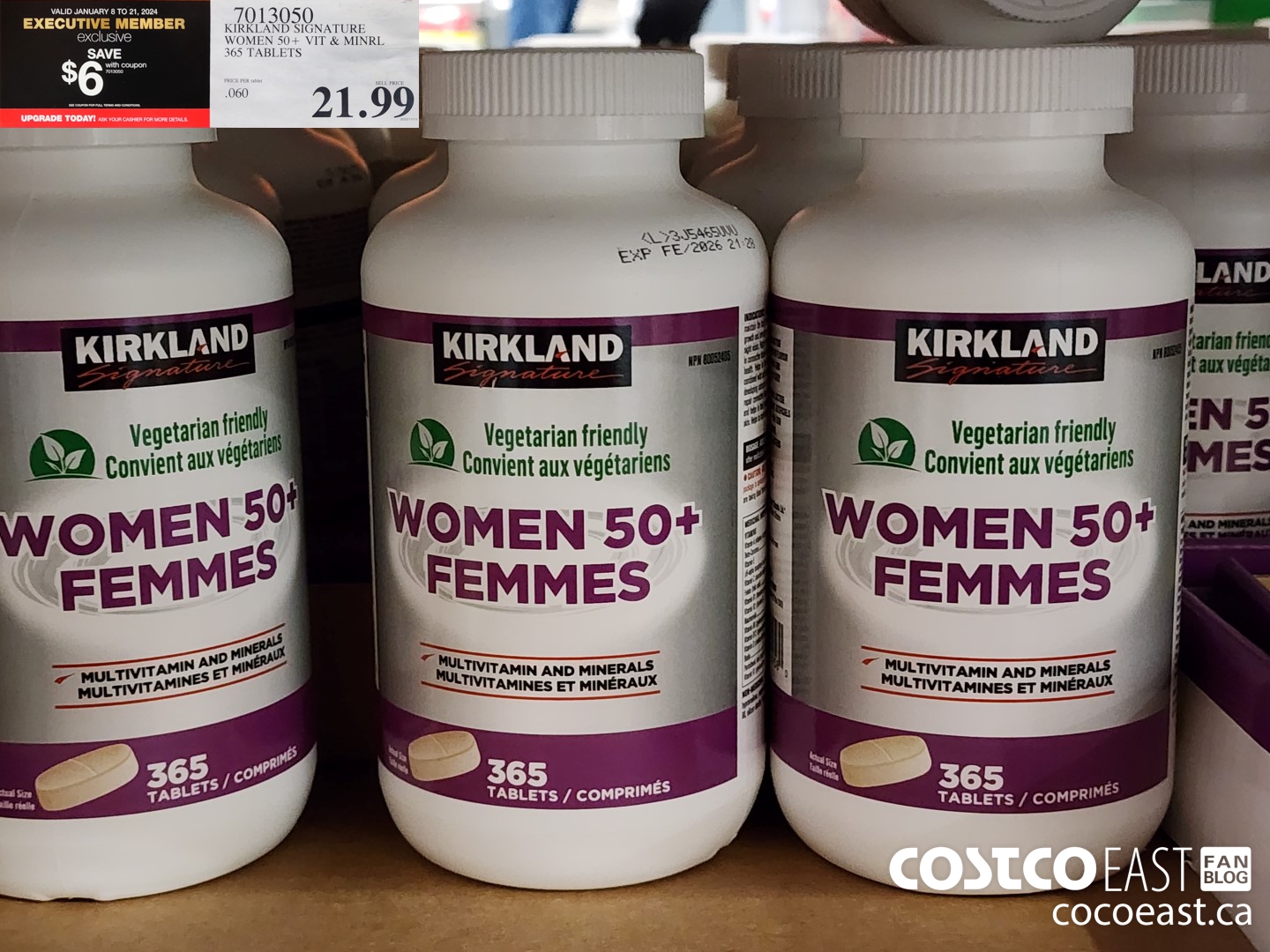 7013050 KIRKLAND SIGNATURE WOMEN 50+ VIT & MINRL 365 TABLETS ($6.00 INSTANT SAVINGS EXPIRES ON 2024-01-21) $15.99