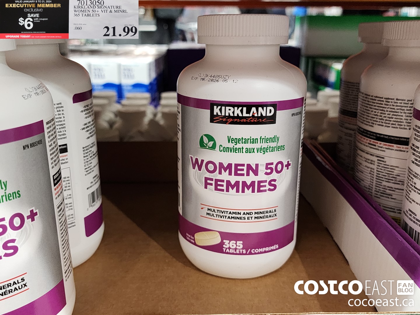 7013050 KIRKLAND SIGNATURE WOMEN 50+ VIT & MINRL 365 TABLETS ($6.00 INSTANT SAVINGS EXPIRES ON 2024-01-21) $15.99