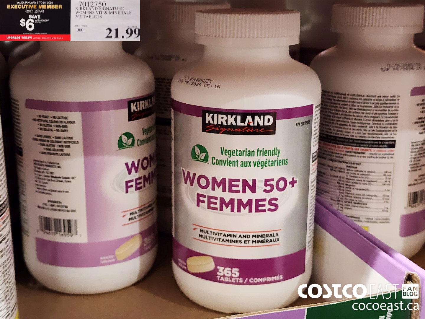 7012750 KIRKLAND SIGNATURE WOMEN VIT & MINERALS 365 TABLETS ($6.00 INSTANT SAVINGS EXPIRES ON 2024-01-21) $15.99