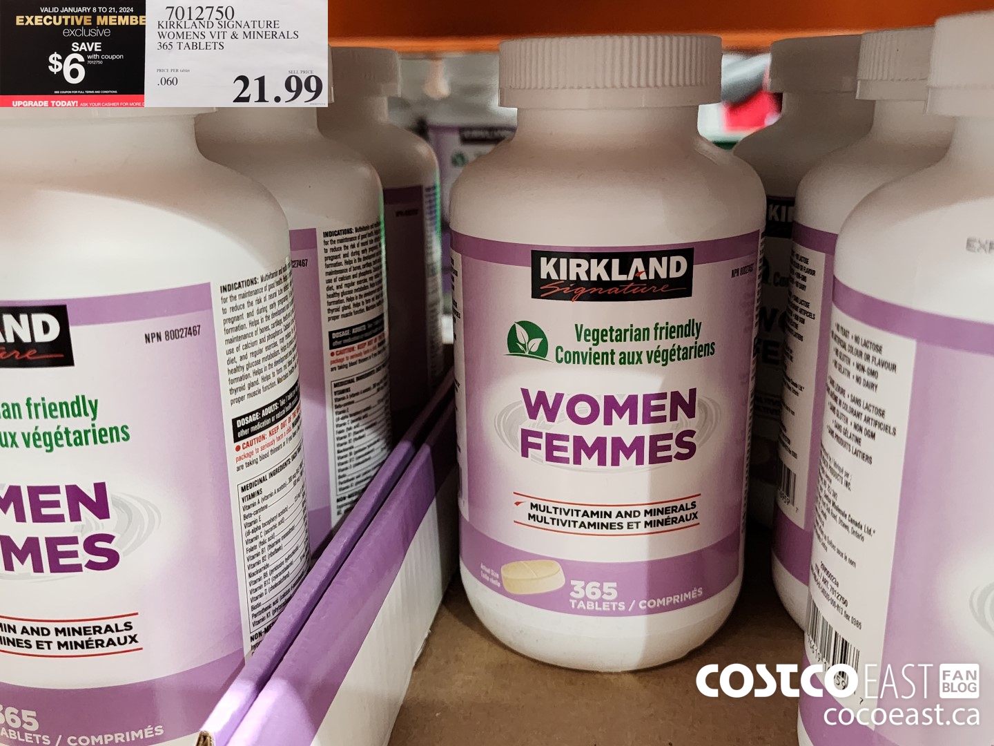 7012750 KIRKLAND SIGNATURE WOMEN VIT & MINERALS 365 TABLETS ($6.00 INSTANT SAVINGS EXPIRES ON 2024-01-21) $15.99