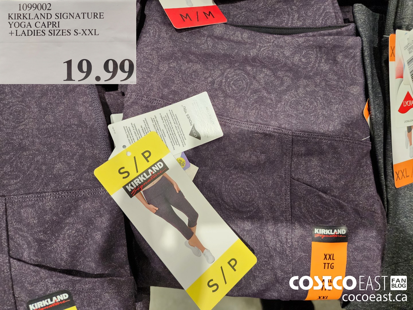 1099002 KIRKLAND SIGNATURE YOGA CAPRI + LADIES SIZES S-XXL $19.99