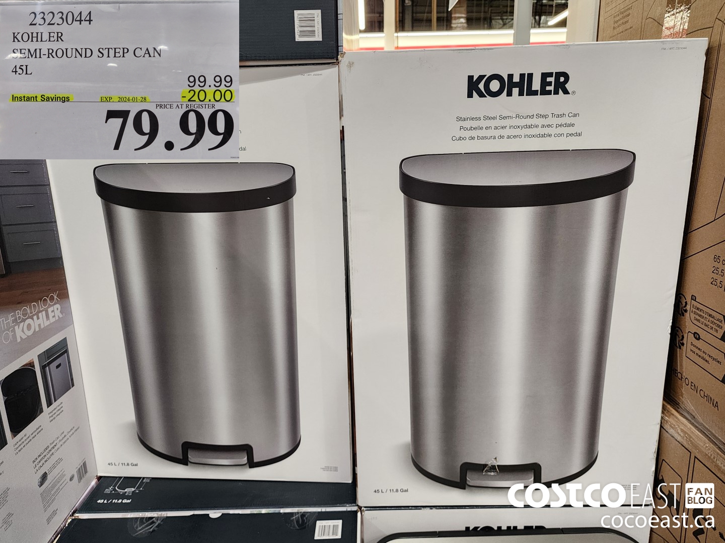 2323044 KOHLER SEMI-ROUND STEP CAN 45L ($20.00 INSTANT SAVINGS EXPIRES ON 2024-01-28) $79.99