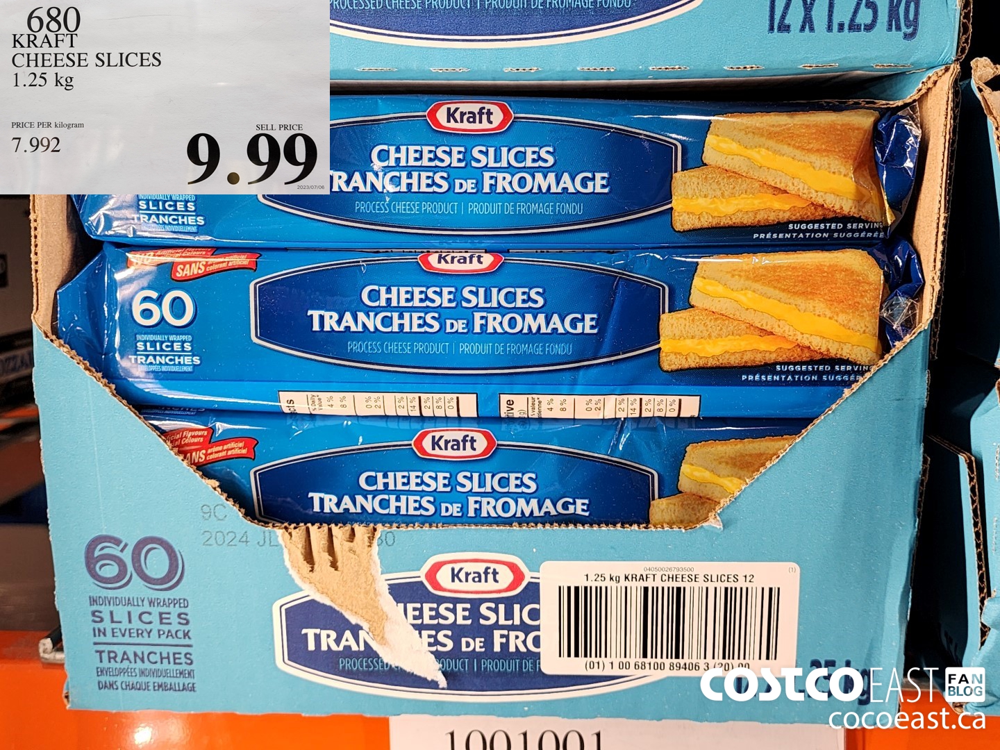 680 KRAFT CHEESE SLICES 1.25 KG $9.99