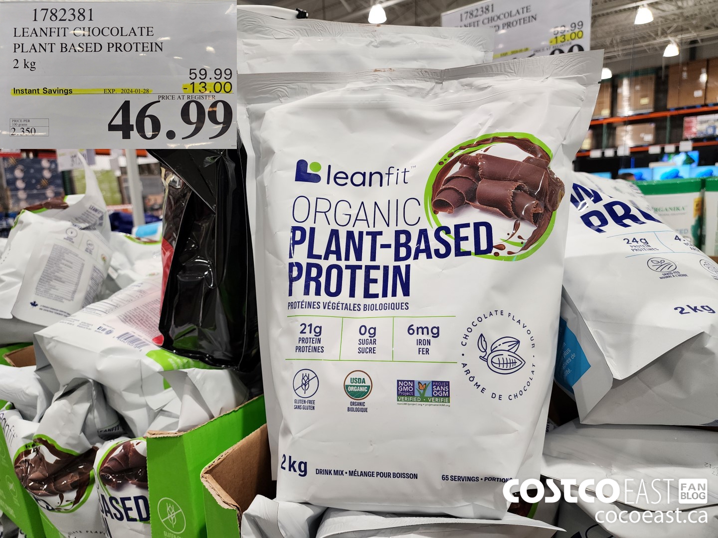 1782381 LEANFIT CHOCOLATE PLANT BASED PROTEIN 2 KG ($13.00 INSTANT SAVINGS EXPIRES ON 2024-01-28) $46.99