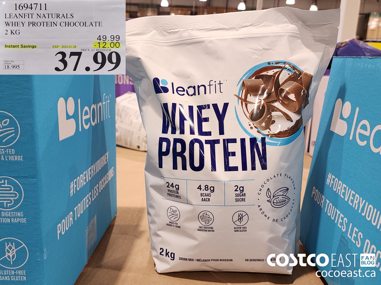 1694711 LEANFIT NATURALS WHEY PROTEIN CHOCOLATE 2KG ($12.00 INSTANT SAVINGS EXPIRES ON 2024-01-28) $37.99