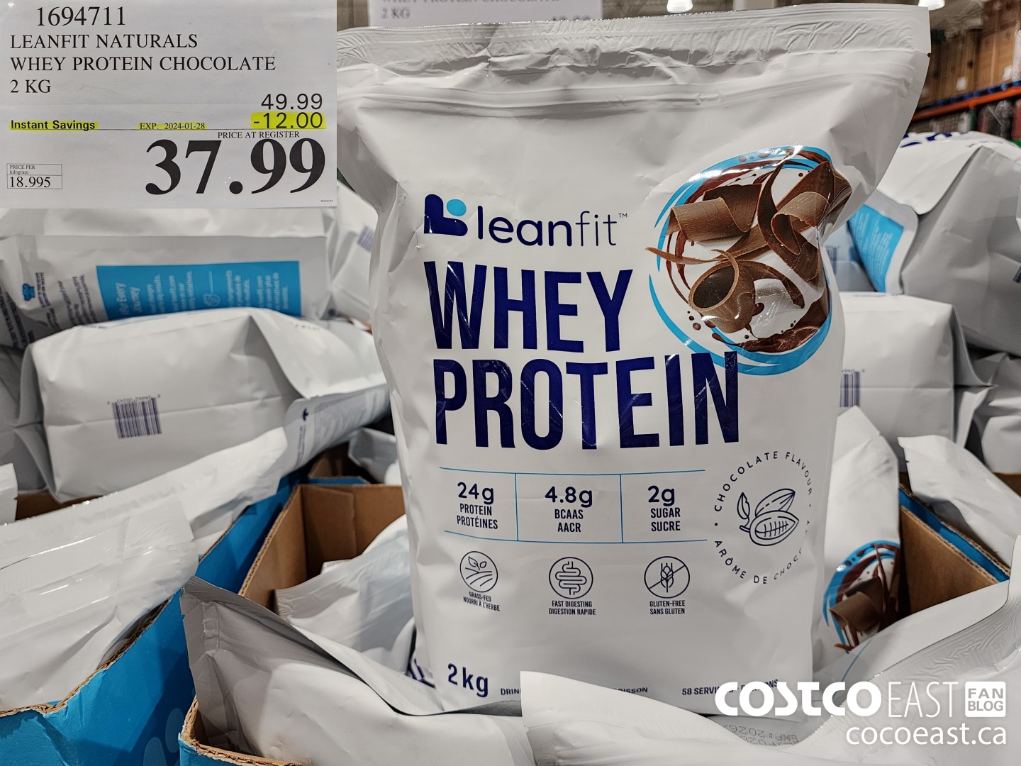 1694711 LEANFIT NATURALS WHEY PROTEIN CHOCOLATE 2KG ($12.00 INSTANT SAVINGS EXPIRES ON 2024-01-28) $37.99