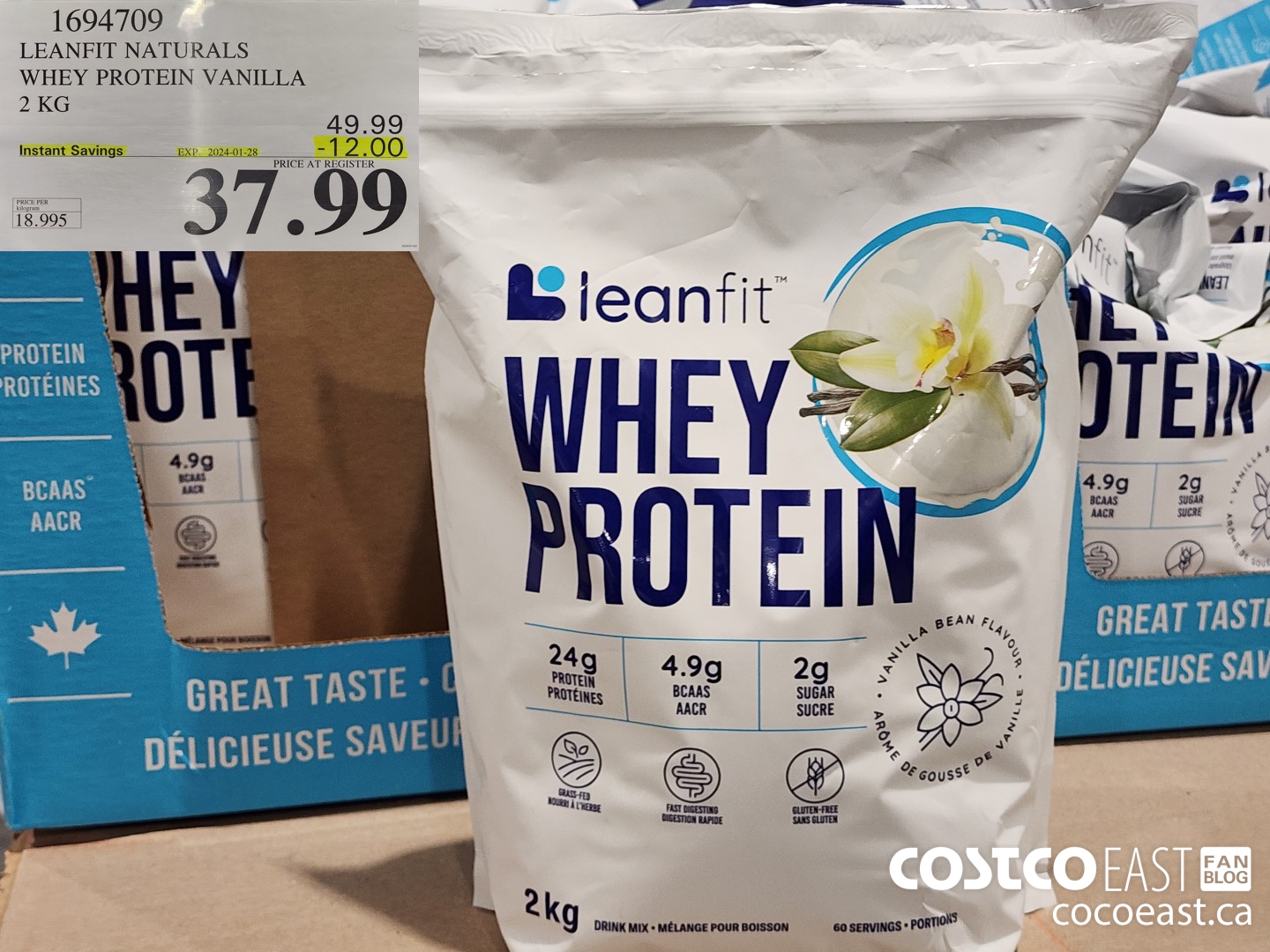 1694709 LEANFIT NATURALS WHEY PROTEIN VANILLA 2KG ($12.00 INSTANT SAVINGS EXPIRES ON 2024-01-28) $37.99