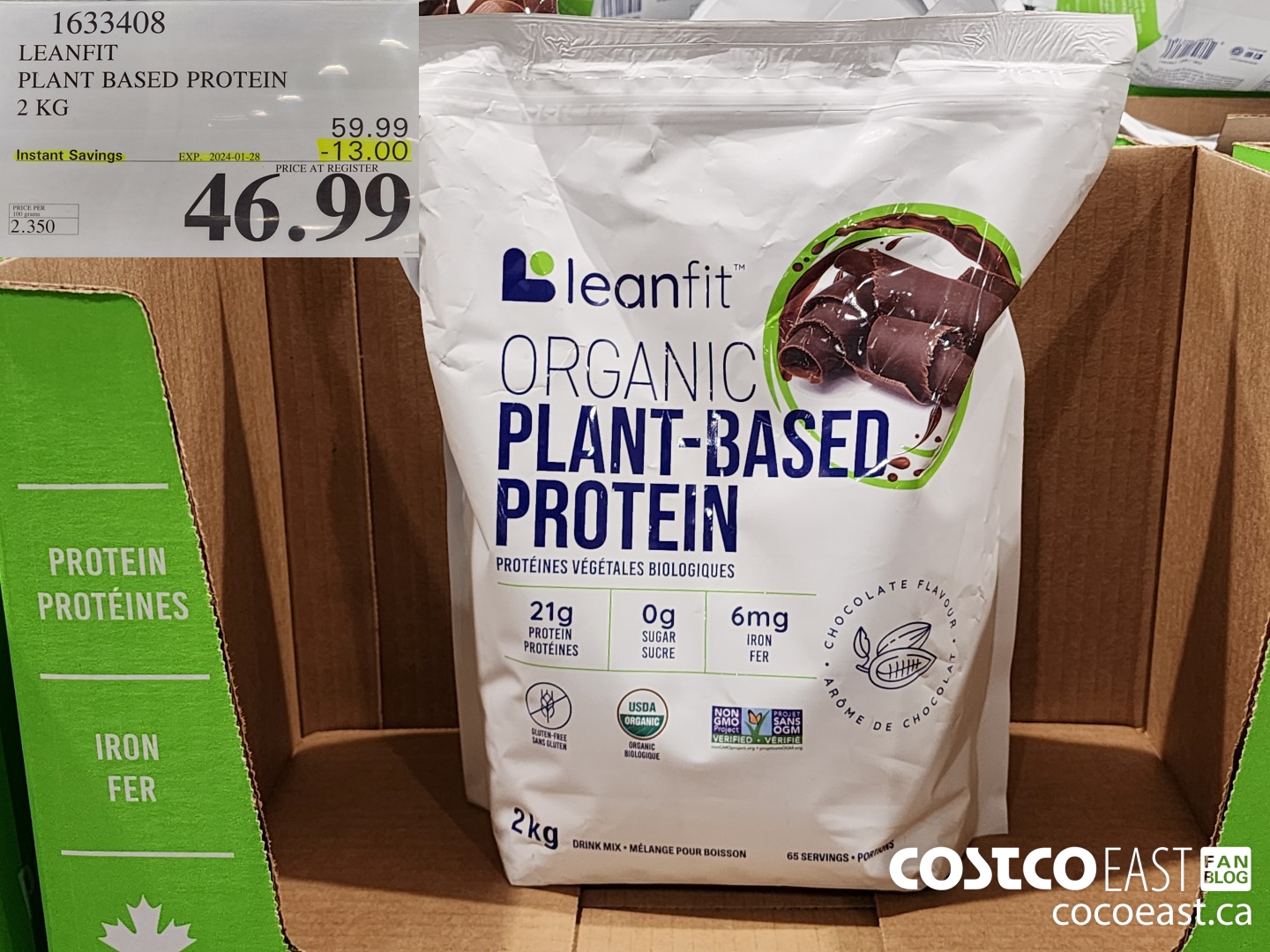 1633408 LEANFIT PLANT BASED PROTEIN 2 KG ($13.00 INSTANT SAVINGS EXPIRES ON 2024-01-28) $46.99