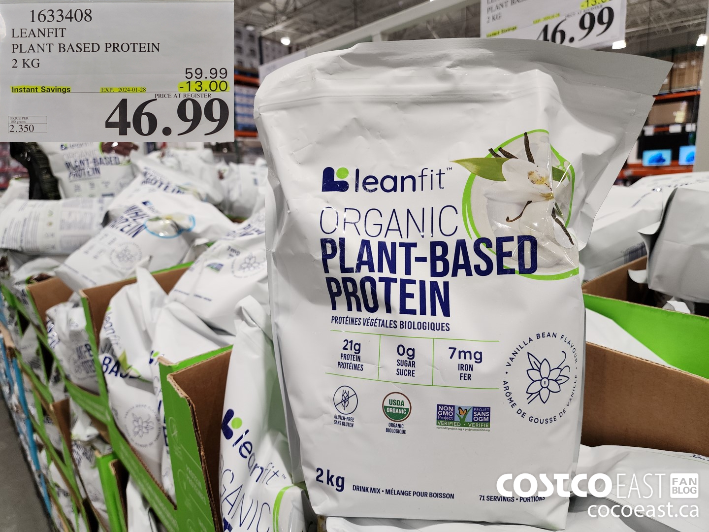 1633408 LEANFIT PLANT BASED PROTEIN 2 KG ($13.00 INSTANT SAVINGS EXPIRES ON 2024-01-28) $46.99
