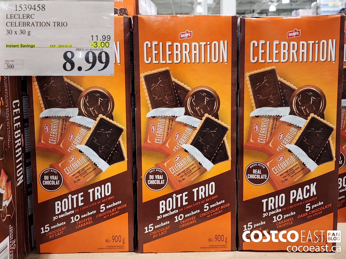 1539458 LECLERC CELEBRATION TRIO 30 x 30g ($3.00 INSTANT SAVINGS EXPIRES ON 2024-01-14) $8.99