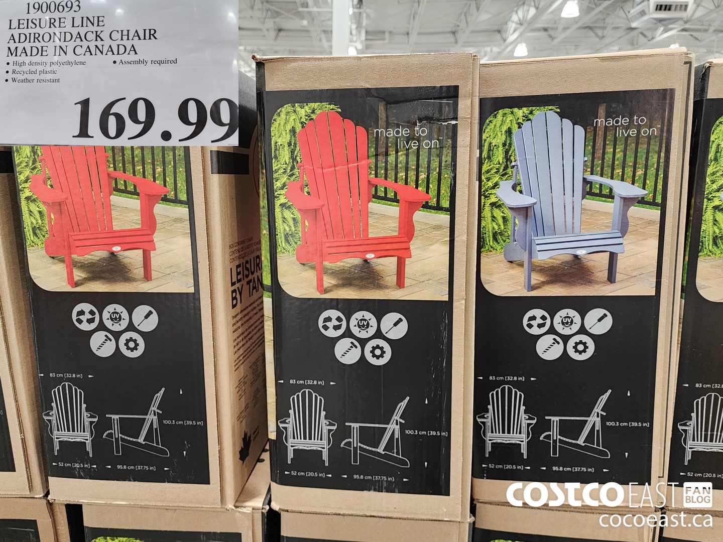 1900693 LEISURE LINE ADIRONDACK CHAIR MADE IN CANADA $169.99