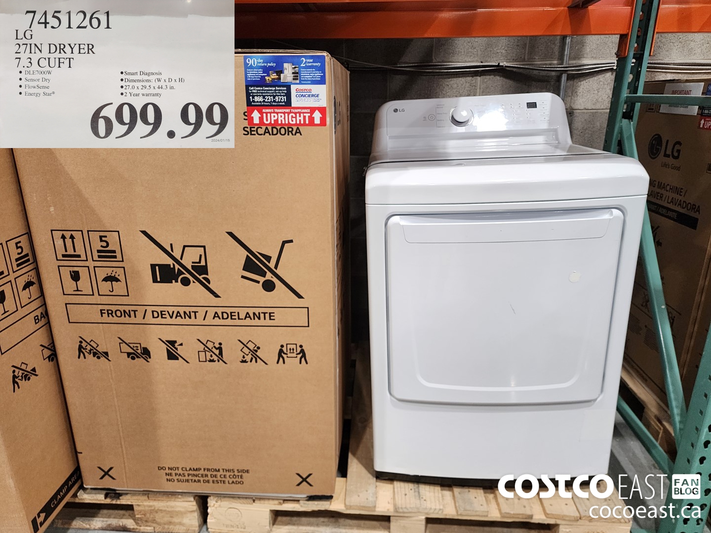 7451261 LG 27IN DRYER 7.3 CU.FT $699.99