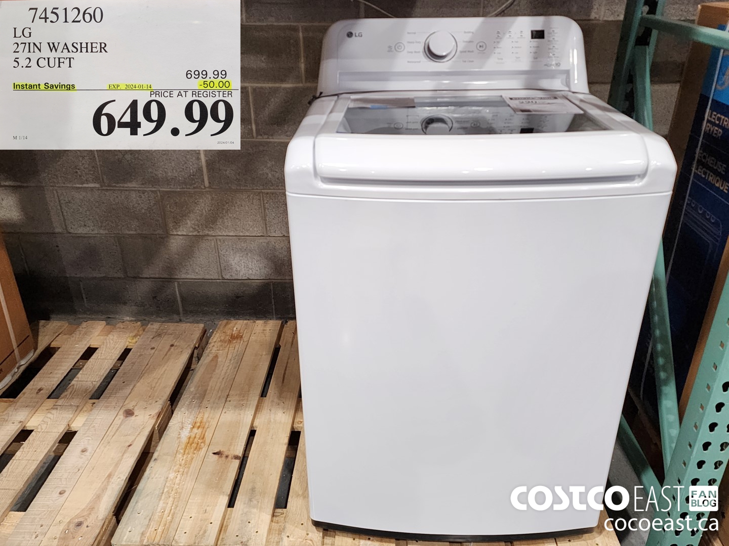 Costco Weekend Sales Jan 5th 7th 2024 Ontario Atlantic Canada   LG 27IN WASHER 52 CUFT  20240105 94038 