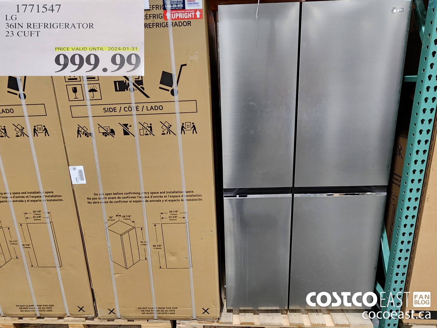 1771547 LG 36IN REFRIGERATOR 23 CUFT $999.99