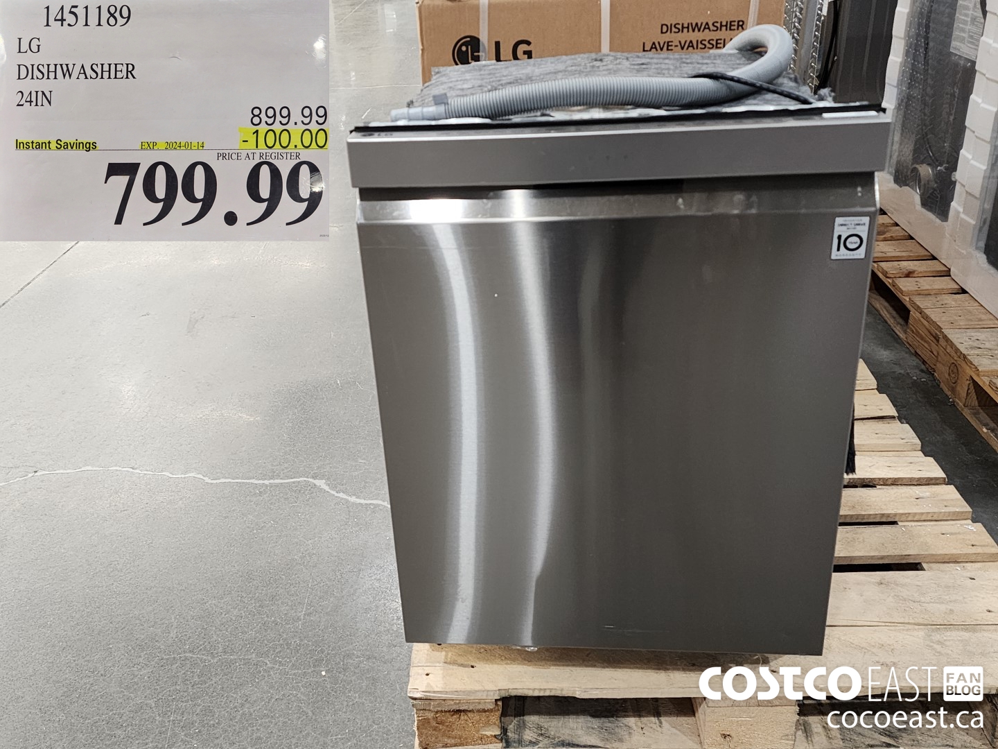 1451189 LG DISHWASHER 24IN ($100.00 INSTANT SAVINGS EXPIRES ON 2024-01-14) $799.99