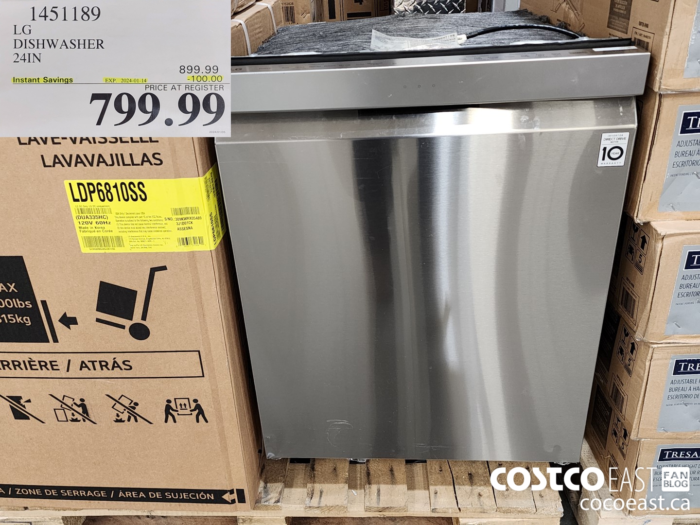 1451189 LG DISHWASHER 24IN ($100.00 INSTANT SAVINGS EXPIRES ON 2024-01-14) $799.99