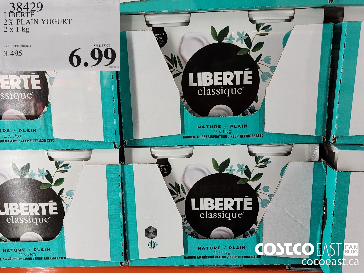 38429 LIBERTE 2% PLAIN YOGURT 2 X 1KG $6.99