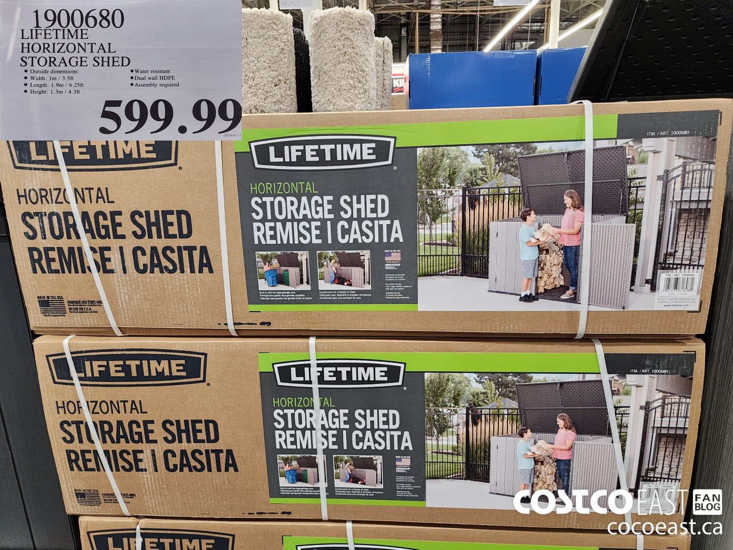 1900680 LIFETIME HORIZONTAL STORAGE SHED $599.99