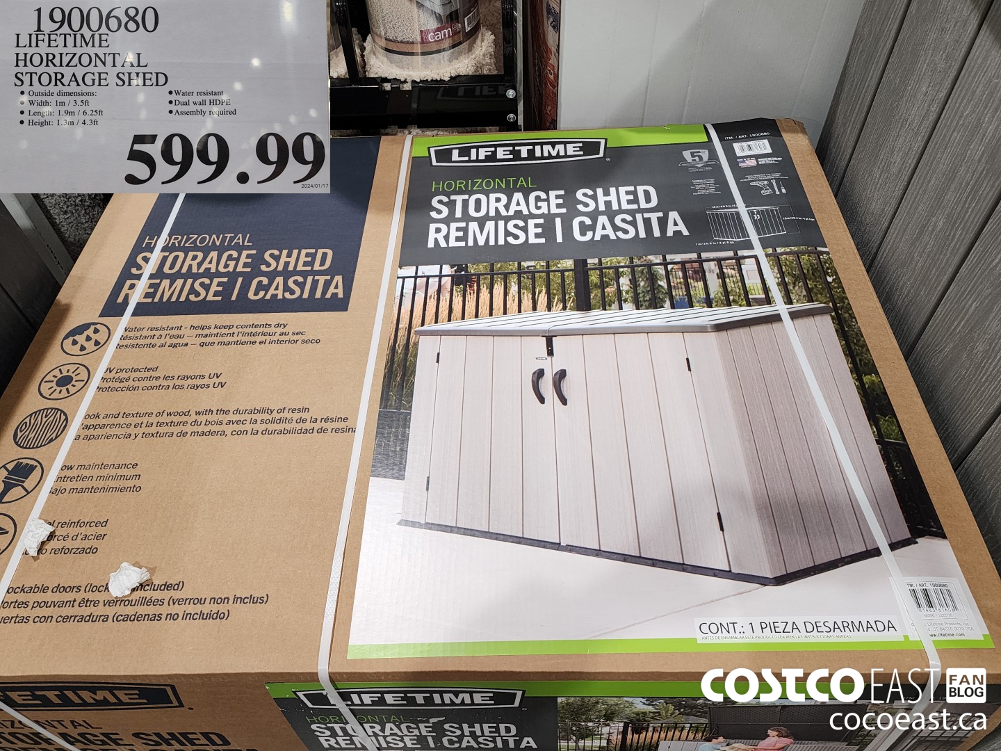 1900680 LIFETIME HORIZONTAL STORAGE SHED $599.99