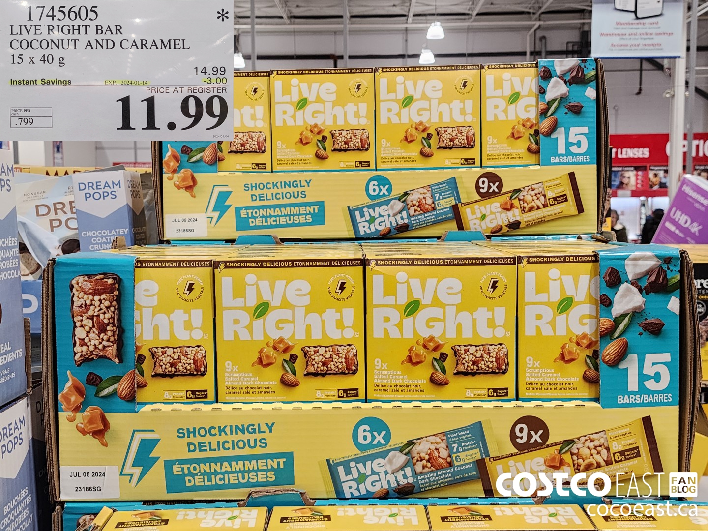 1745605 LIVE RIGHT BAR COCONUT AND CARAMEL 15 x 40 g ($3.00 INSTANT SAVINGS EXPIRES ON 2024-01-14) $11.99