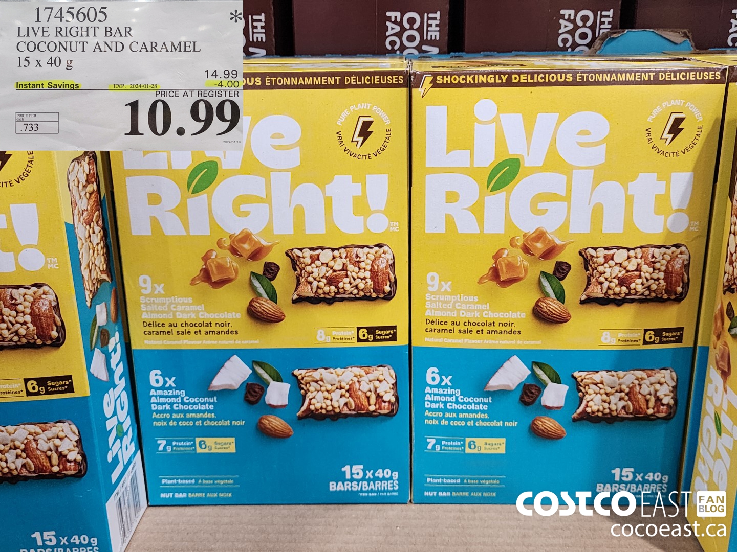 1745605 LIVE RIGHT BAR COCONUT AND CARAMEL 15 x 40 g ($4.00 INSTANT SAVINGS EXPIRES ON 2024-01-28) $10.99