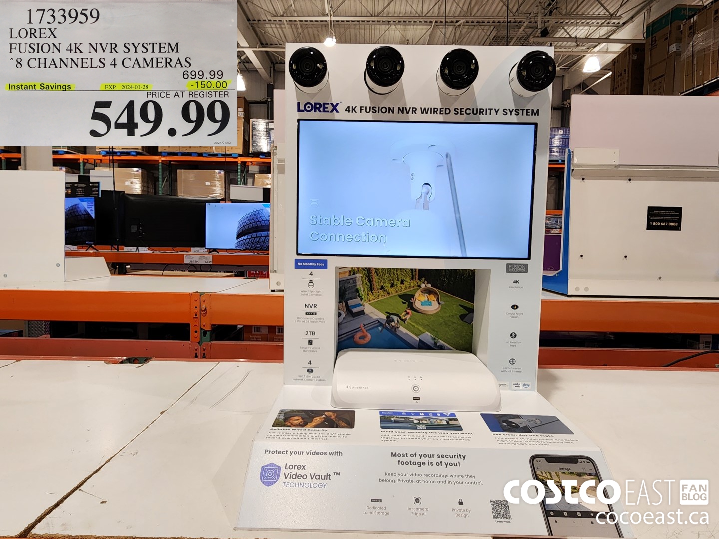 1733959 LOREX FUSION 4K NVR SYSTEM 8 CHANNELS 4 CAMERAS ($150.00 INSTANT SAVINGS EXPIRES ON 2024-01-28) $549.99