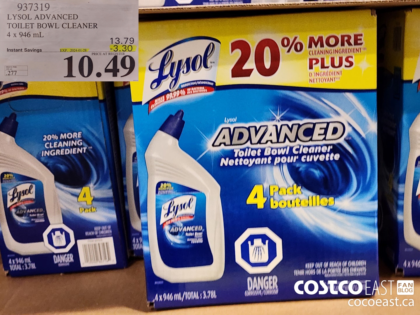 937319 LYSOL ADVANCED TOILET BOWL CLEANER 4 X 946 ML ($3.30 INSTANT SAVINGS EXPIRES ON 2024-01-28) $10.49