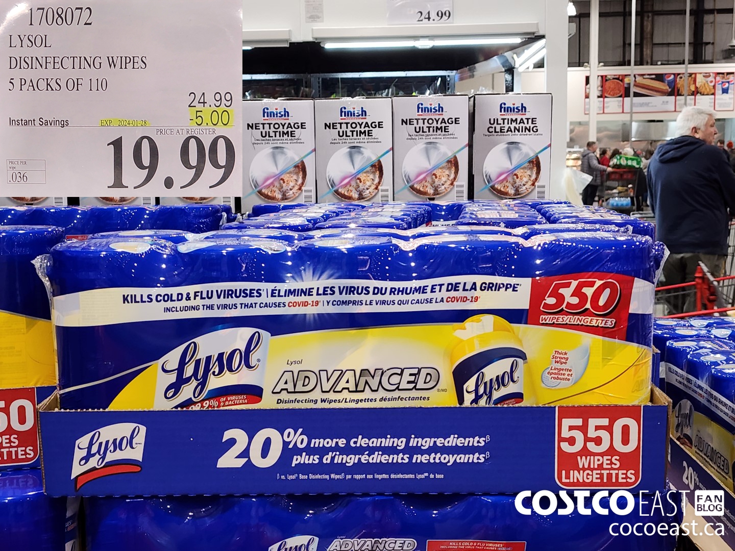 1708072 LYSOL DISINFECTING WIPES 5 PACKS OF 110 ($5.00 INSTANT SAVINGS EXPIRES ON 2024-01-28) $19.99