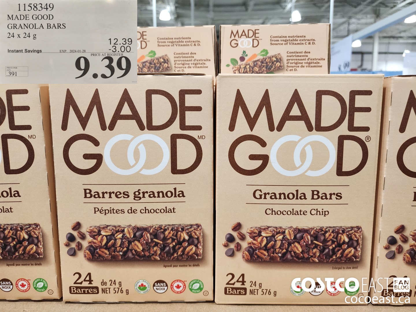 1158349 MADE GOOD GRANOLA BARS 24 X 24G ($3.00 INSTANT SAVINGS EXPIRES ON 2024-01-28) $9.39