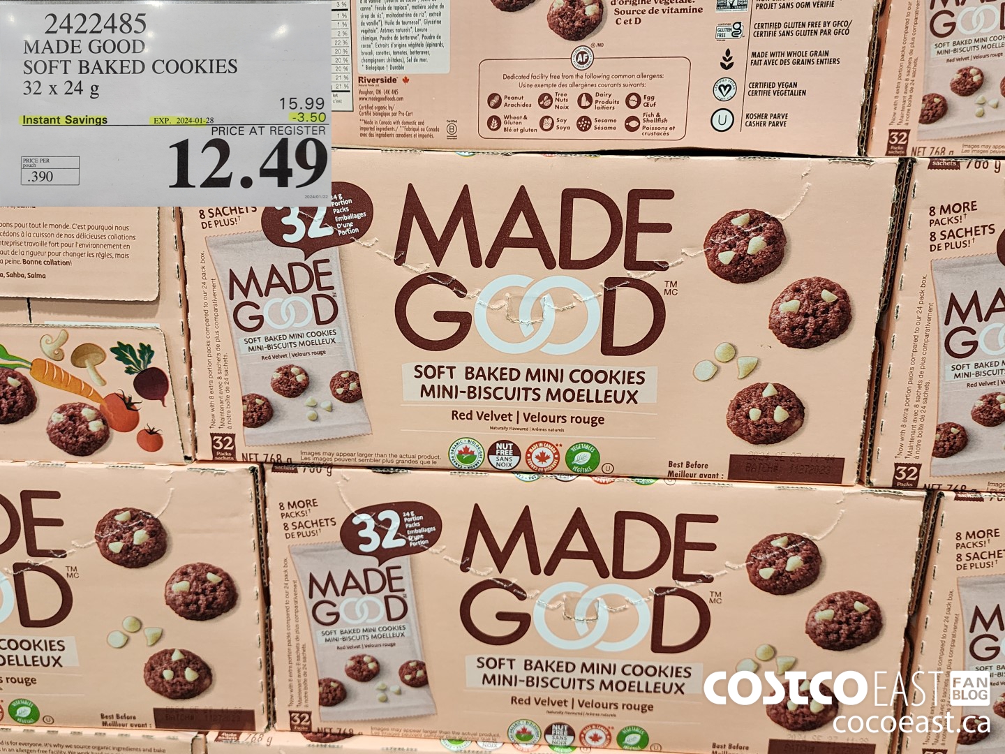 2422485 MADE GOOD SOFT BAKED COOKIES 32 x 24G ($3.50 INSTANT SAVINGS EXPIRES ON 2024-01-28) $12.49