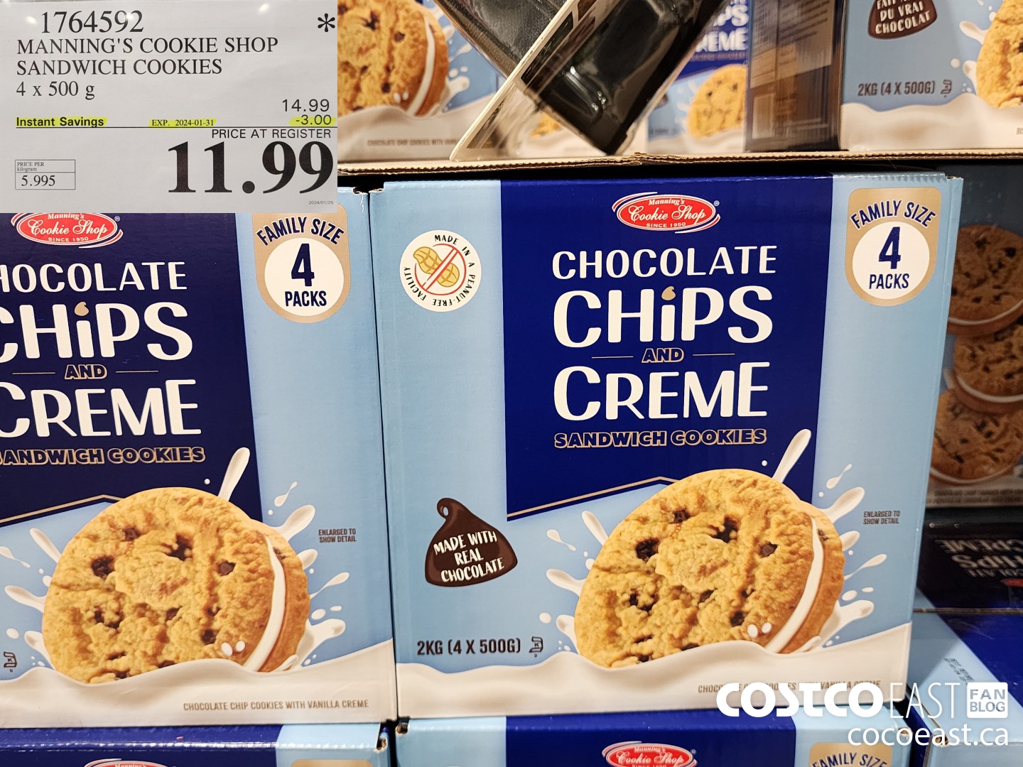 1764592 MANNING'S COOKIE SHOP SANDWICH COOKIES 4 X 500 G ($3.00 INSTANT SAVINGS EXPIRES ON 2024-01-31) $11.99