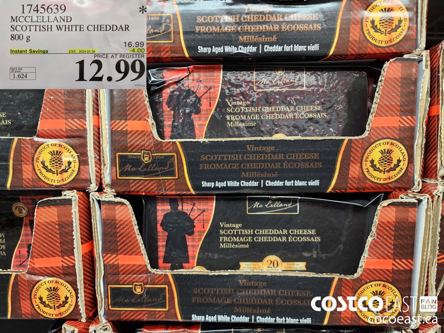 1745639 MCCLELLAND SCOTTISH WHITE CHEDDAR 800 g ($4.00 INSTANT SAVINGS EXPIRES ON 2024-01-28) $12.99