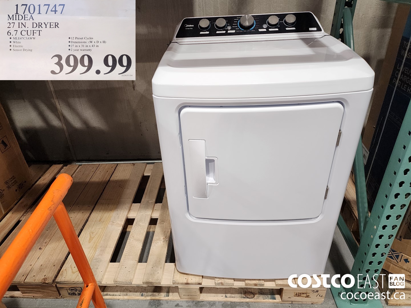 Costco East Appliances Kitchenware Super Post Jan 24th 2024 Ontario   MIDEA 27 IN DRYER 67 CUFT 20240123 95555 