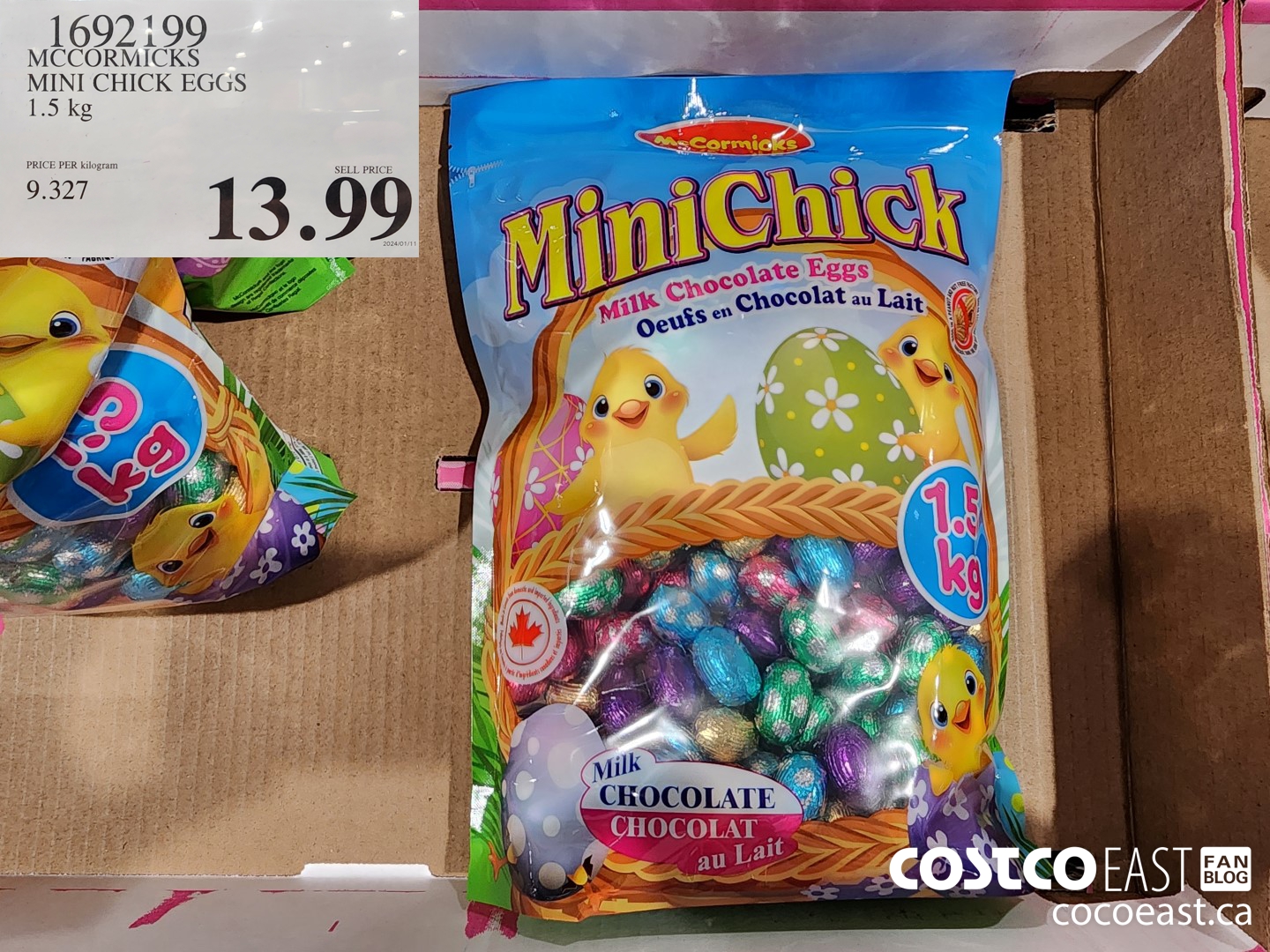1692199 MINICHICK MILK CHOCOLATE EGGS 1.5KG $13.99
