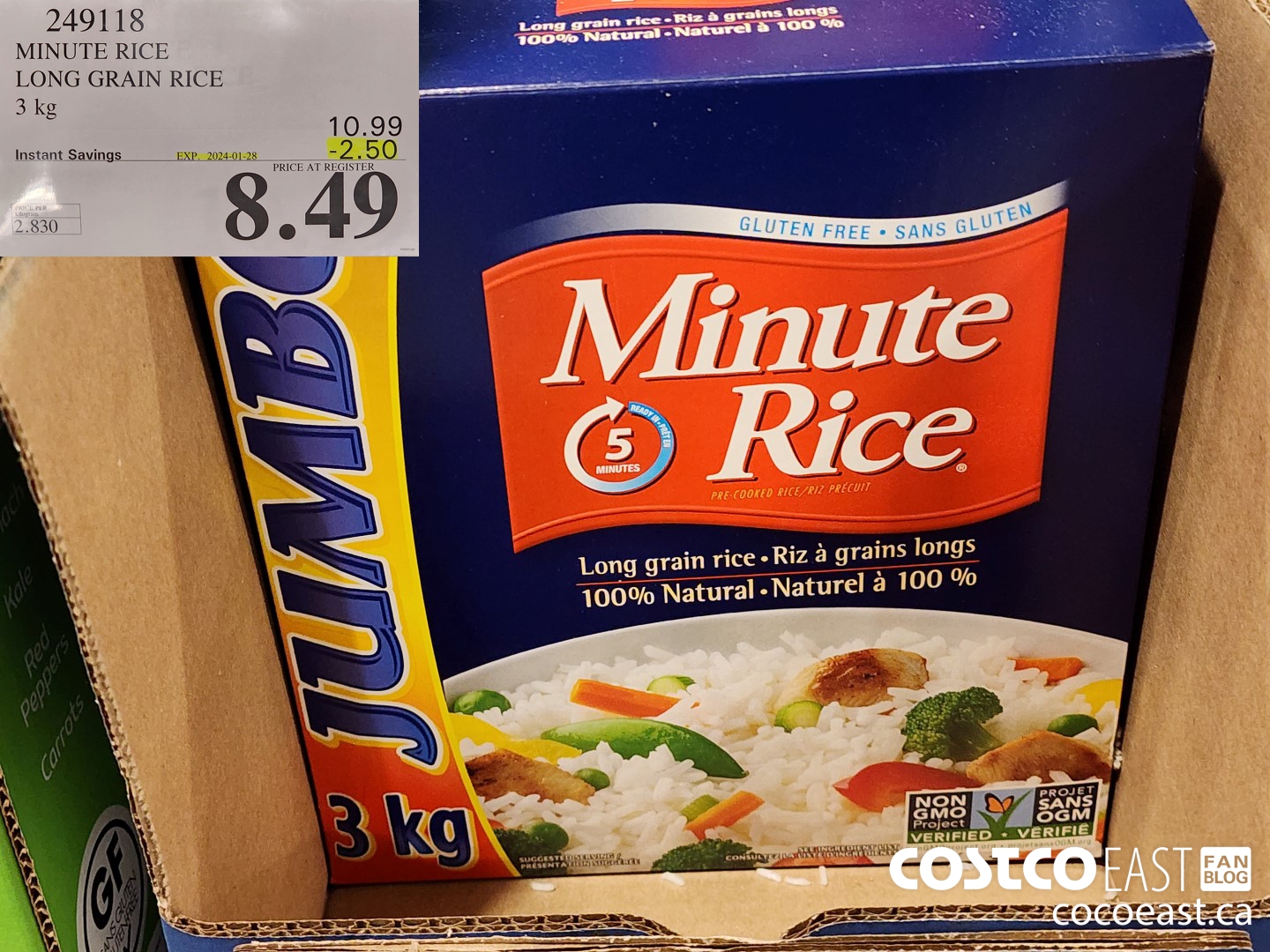 249118 MINUTE RICE LONG GRAIN RICE 3 KG ($2.50 INSTANT SAVINGS EXPIRES ON 2024-01-28) $8.49