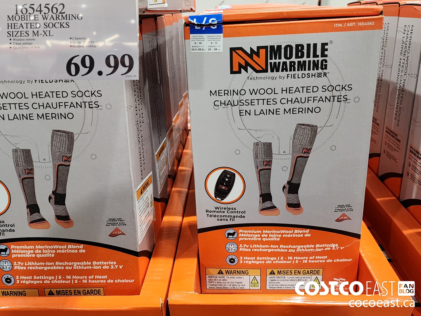 1654562 MOBILE WARMING HEATED SOCKS SIZES M-XL $69.99