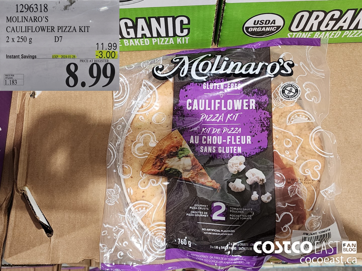 1296318 MOLINARO'S CAULIFLOWER PIZZA KIT 2 X 250 g ($3.00 INSTANT SAVINGS EXPIRES ON 2024-01-28) $8.99