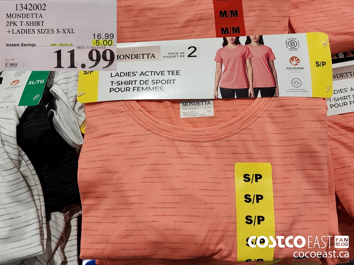 1342002 MONDETTA 2PK T-SHIRT +LADIES SIZES S-XXL ($5.00 INSTANT SAVINGS EXPIRES ON 2024-01-28) $11.99