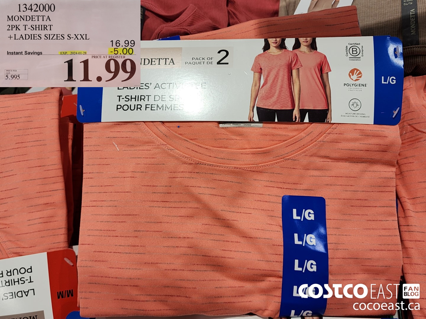 1342000 MONDETTA 2PK T-SHIRT +LADIES SIZES S-XXL ($5.00 INSTANT SAVINGS EXPIRES ON 2024-01-28) $11.99