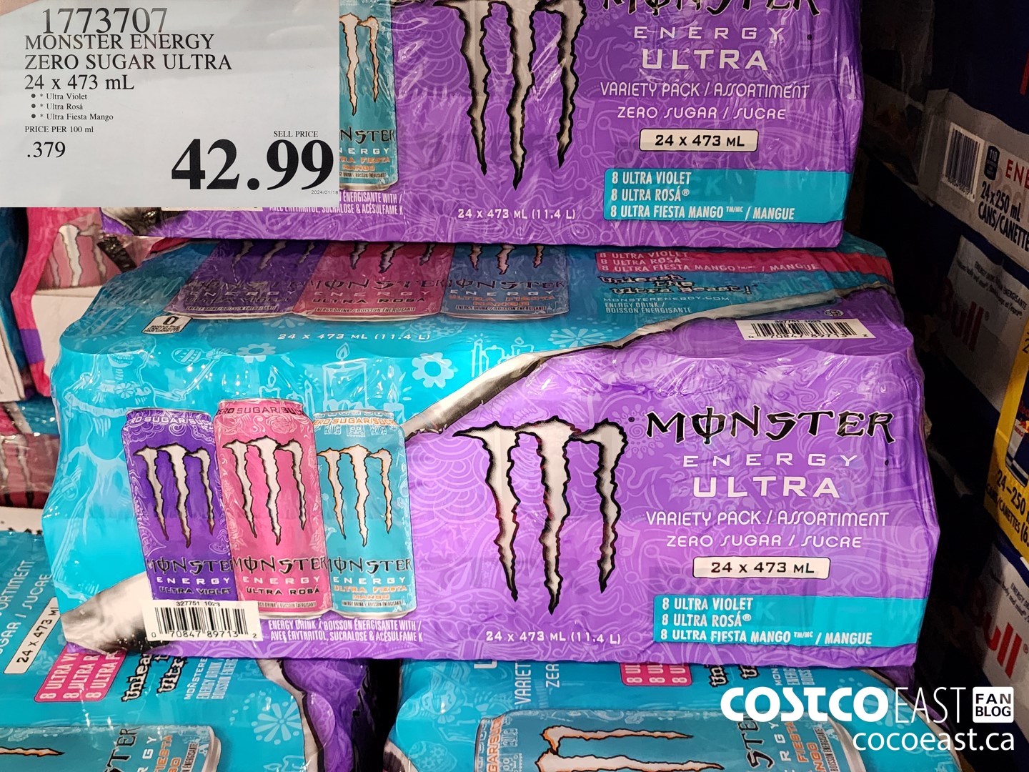 1773707 MONSTER ENERGY ZERO SUGAR ULTRA 24 X 473 ML $42.99