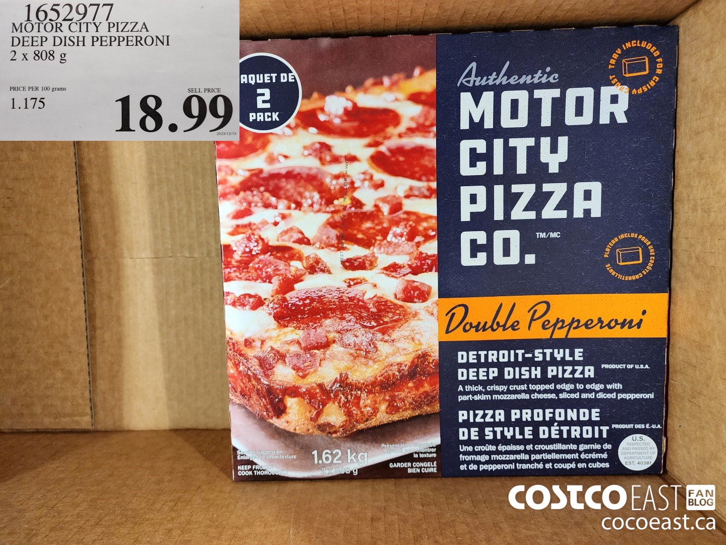 1652977 MOTOR CITY PIZZA DEEP DISH PEPPERONI 2 X 808G $18.99